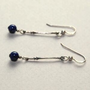 New SS Drop Earrings with Sodalite Bead on SS Wires